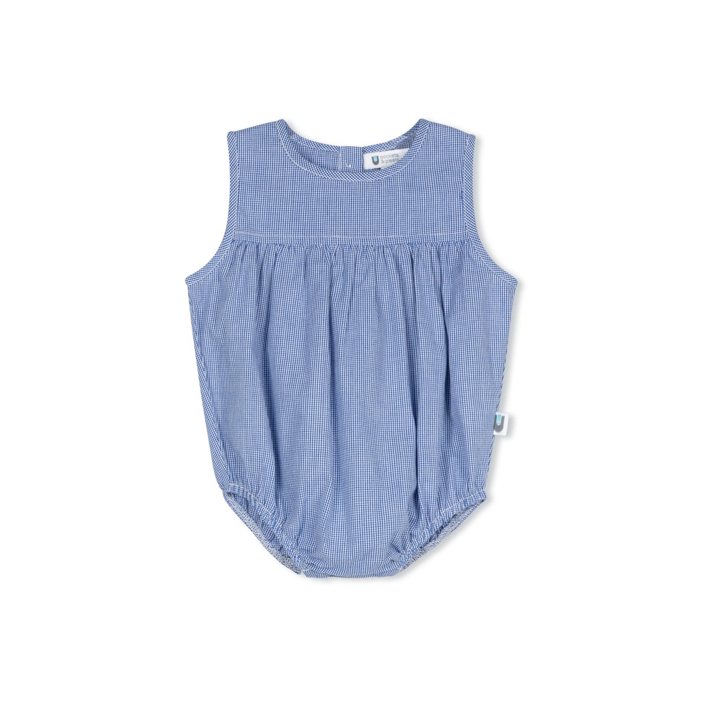 Micro Gingham Romper - Navy