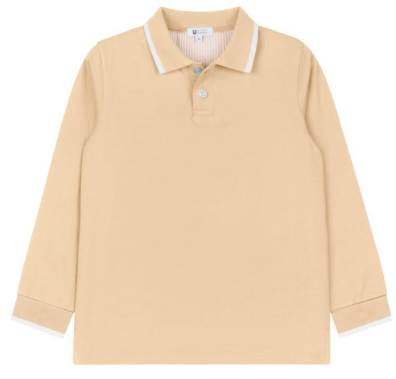 Seersucker Polo - L/S - Beige*