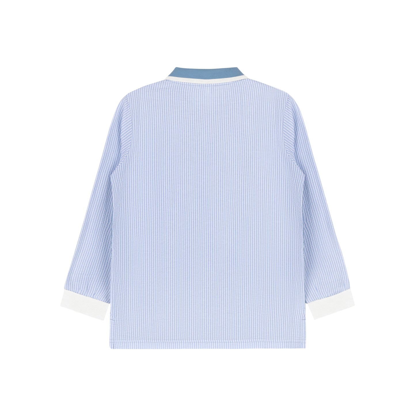 Seersucker Polo - L/S - Blue*