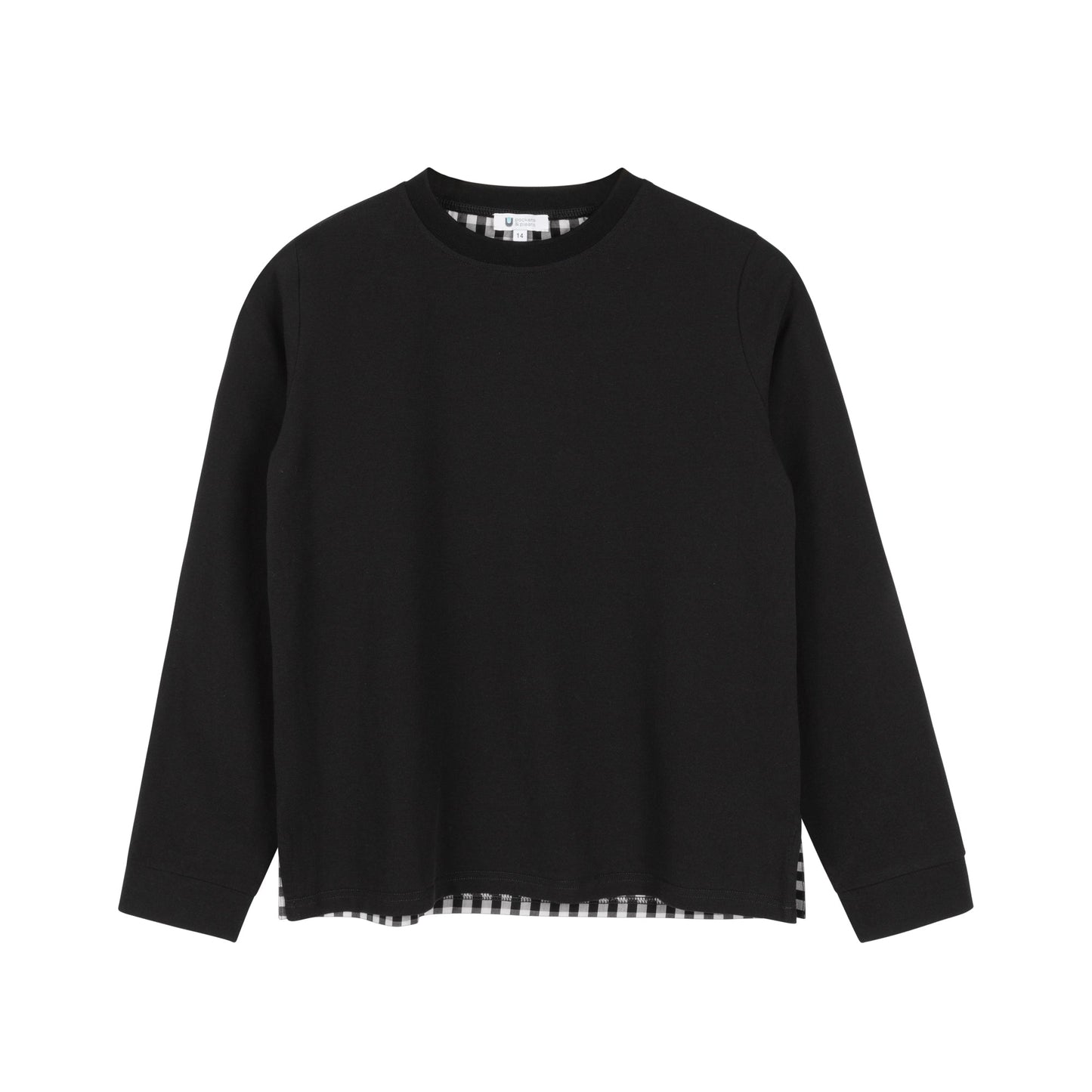 Gingham Crew L/S - Black