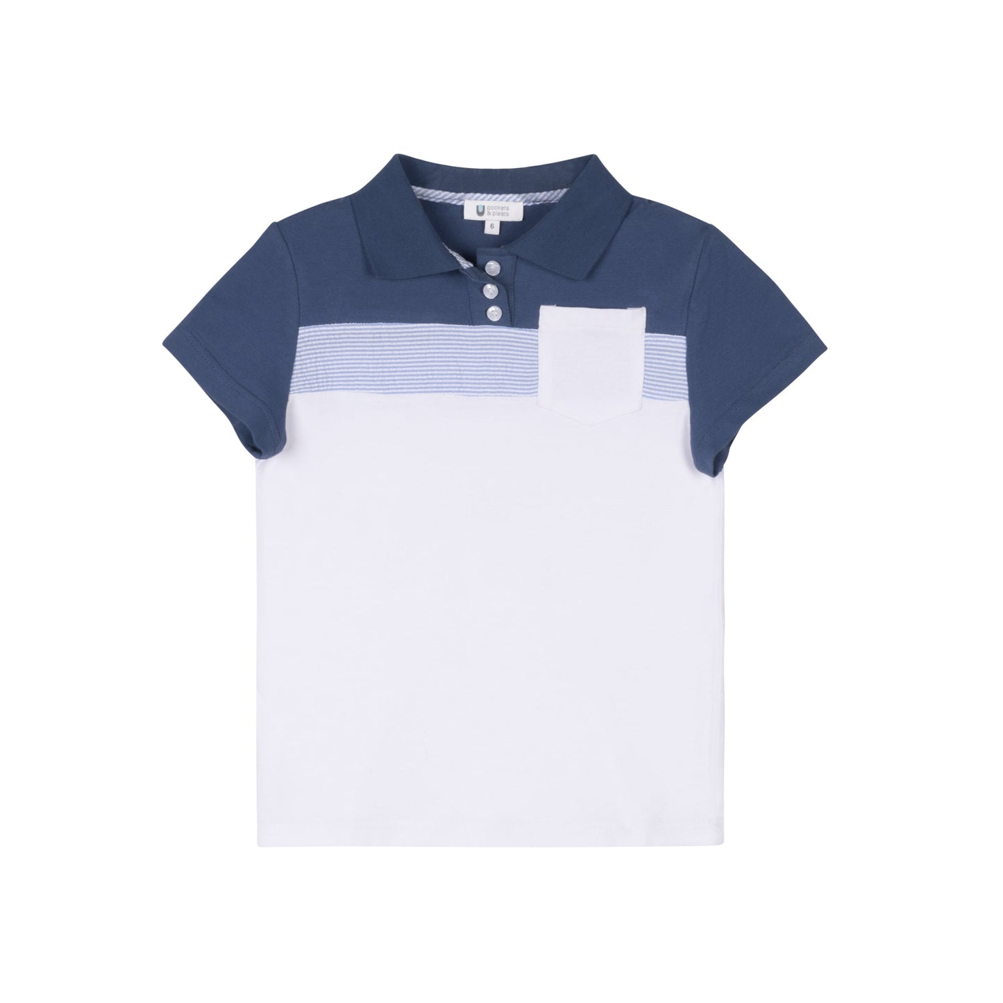 Seersucker Polo S/S - Blue
