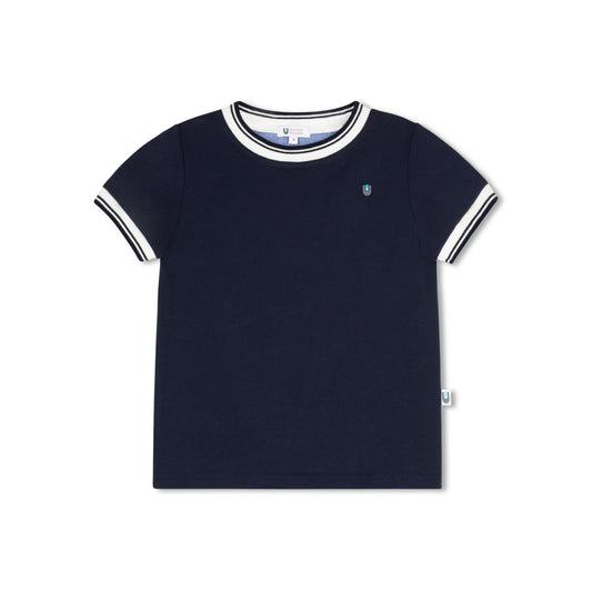 Micro Gingham Crew S/S - Navy