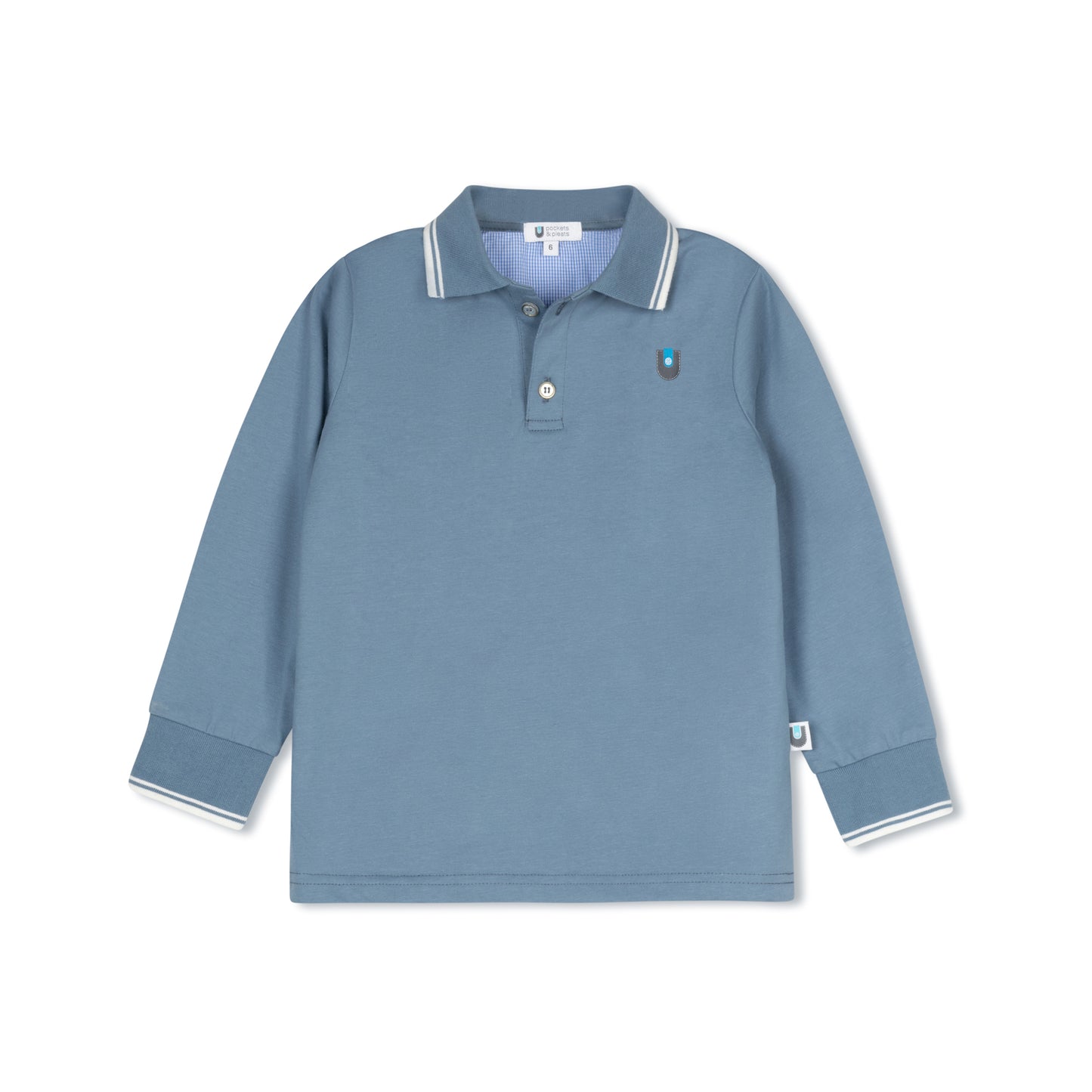Micro Gingham Polo L/S - Light Blue