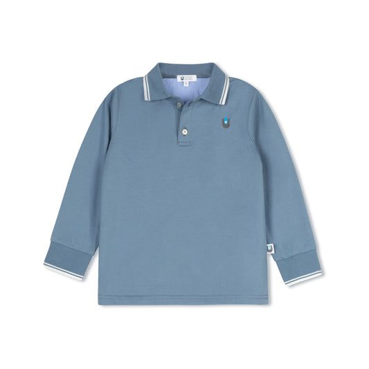 Micro Gingham Polo L/S - Light Blue