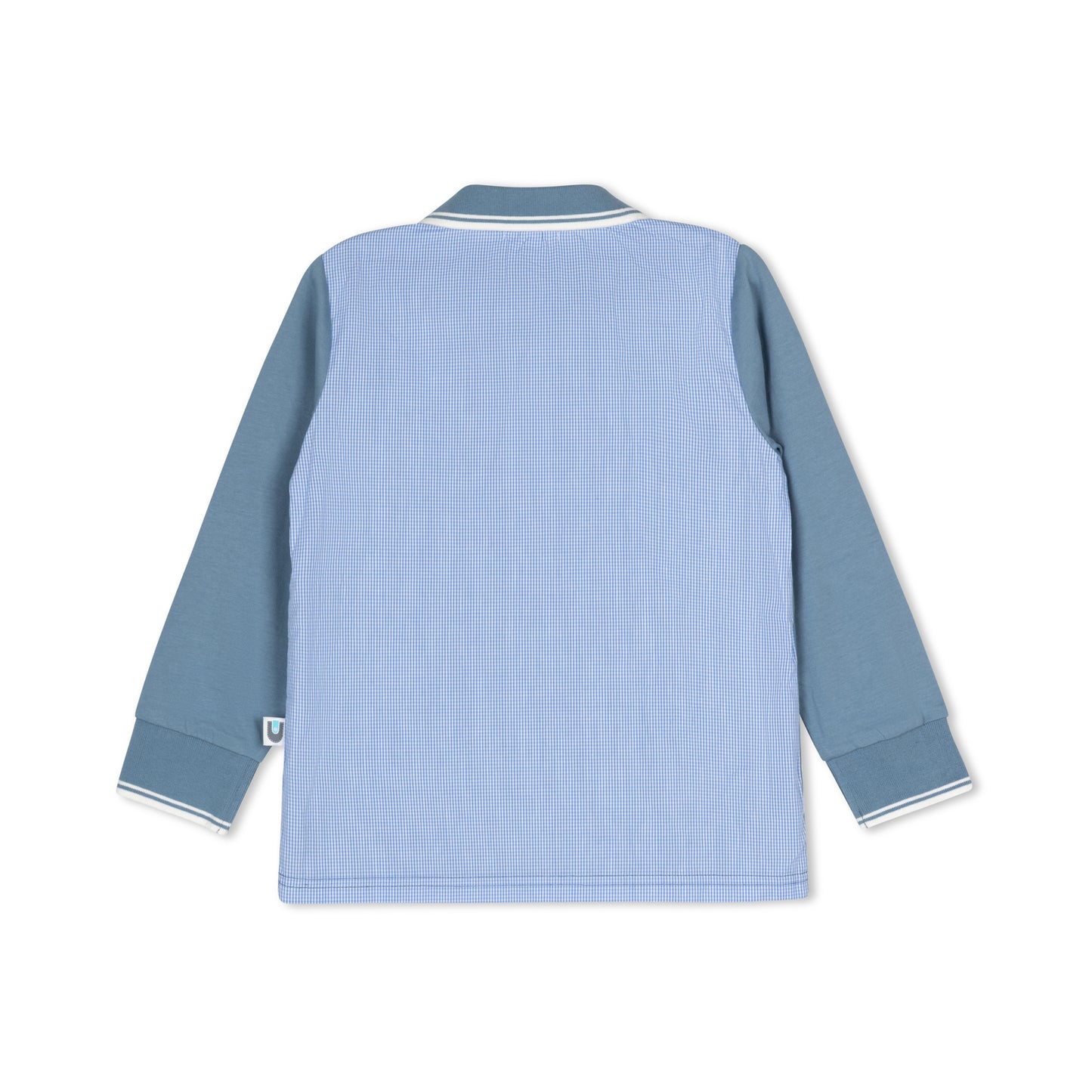 Micro Gingham Polo L/S - Light Blue