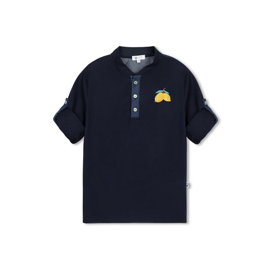 Lemon Crew with Roll Tab Sleeves