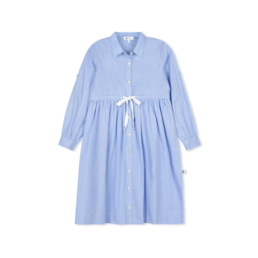 Micro Gingham Dress - Light Blue