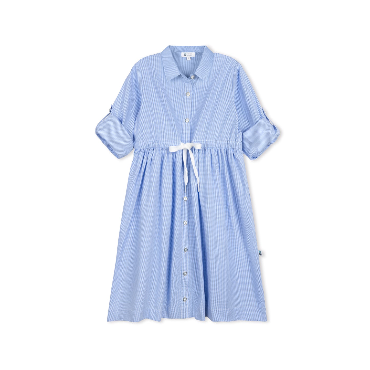 Micro Gingham Dress - Light Blue
