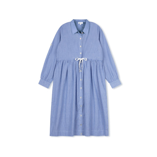 Micro Gingham Dress - Navy