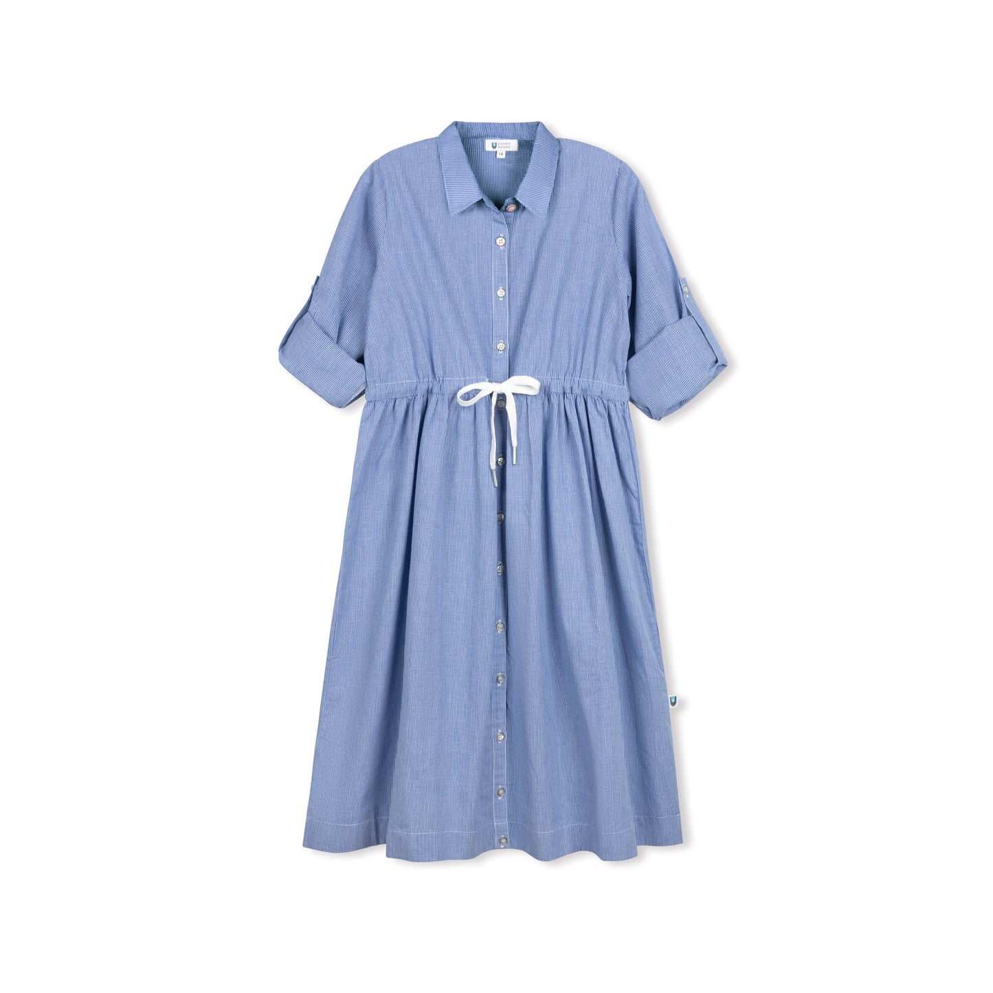 Micro Gingham Dress - Navy