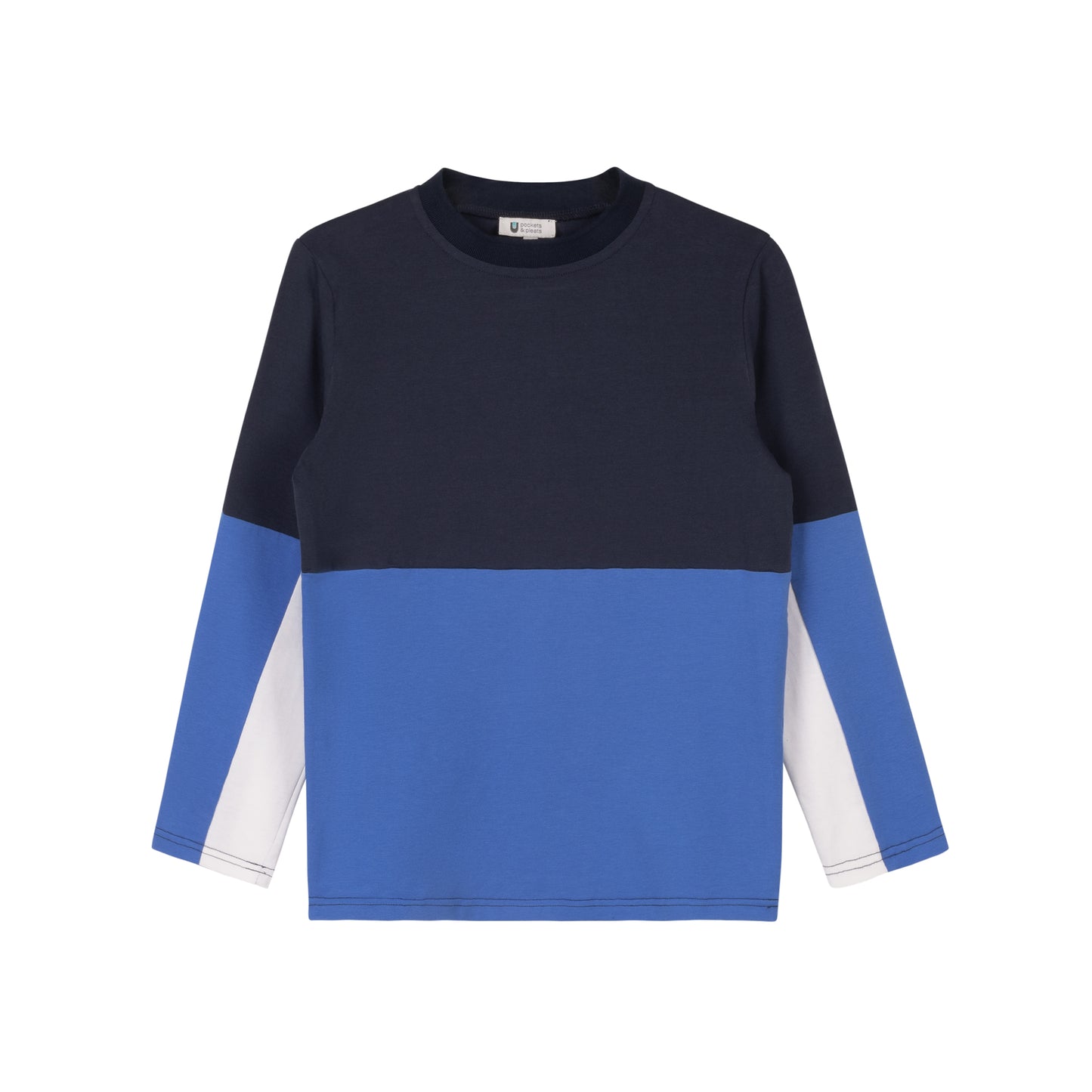 Colorblock Sleeve Crew L/S - Blue