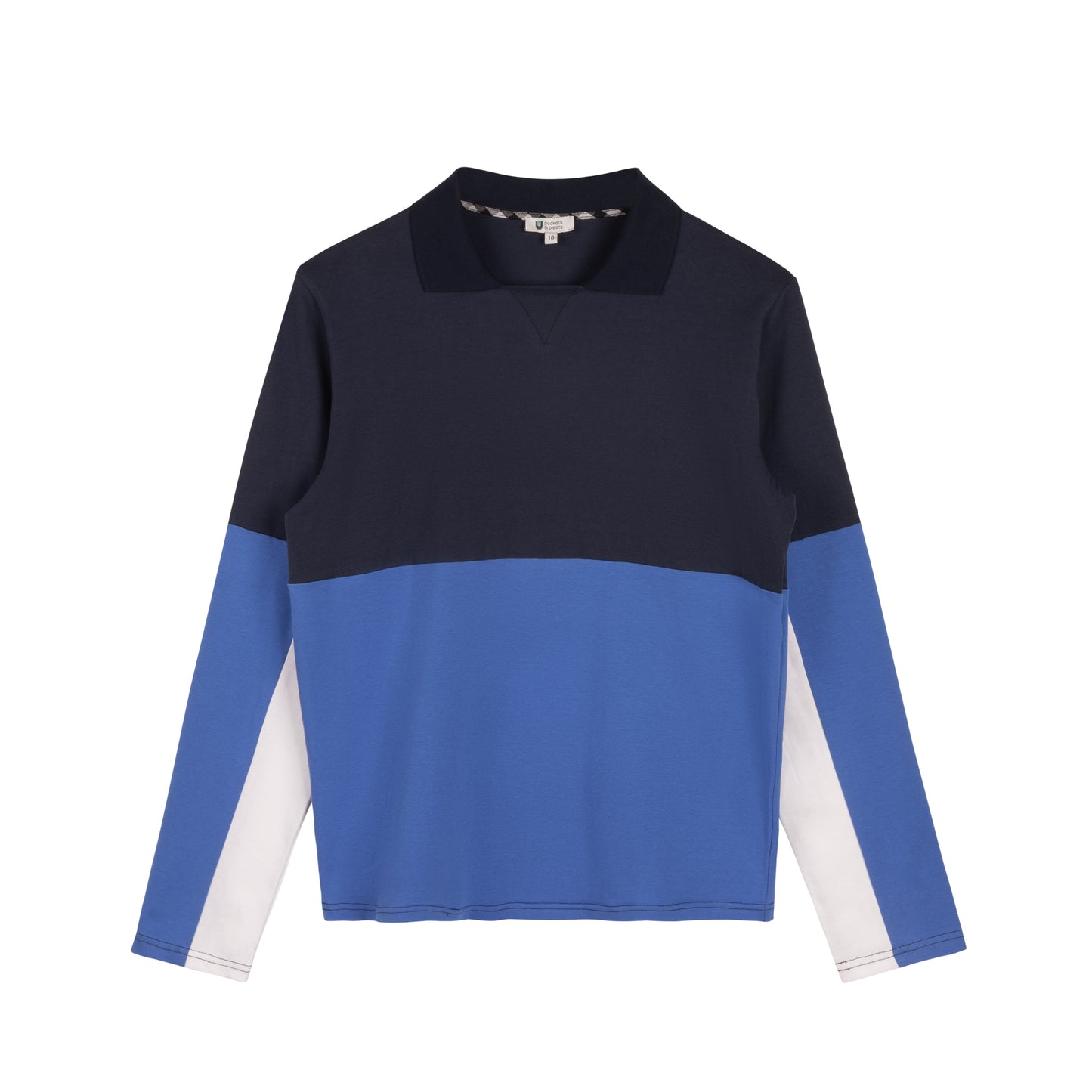 Colorblock Sleeve Polo L/S - Blue