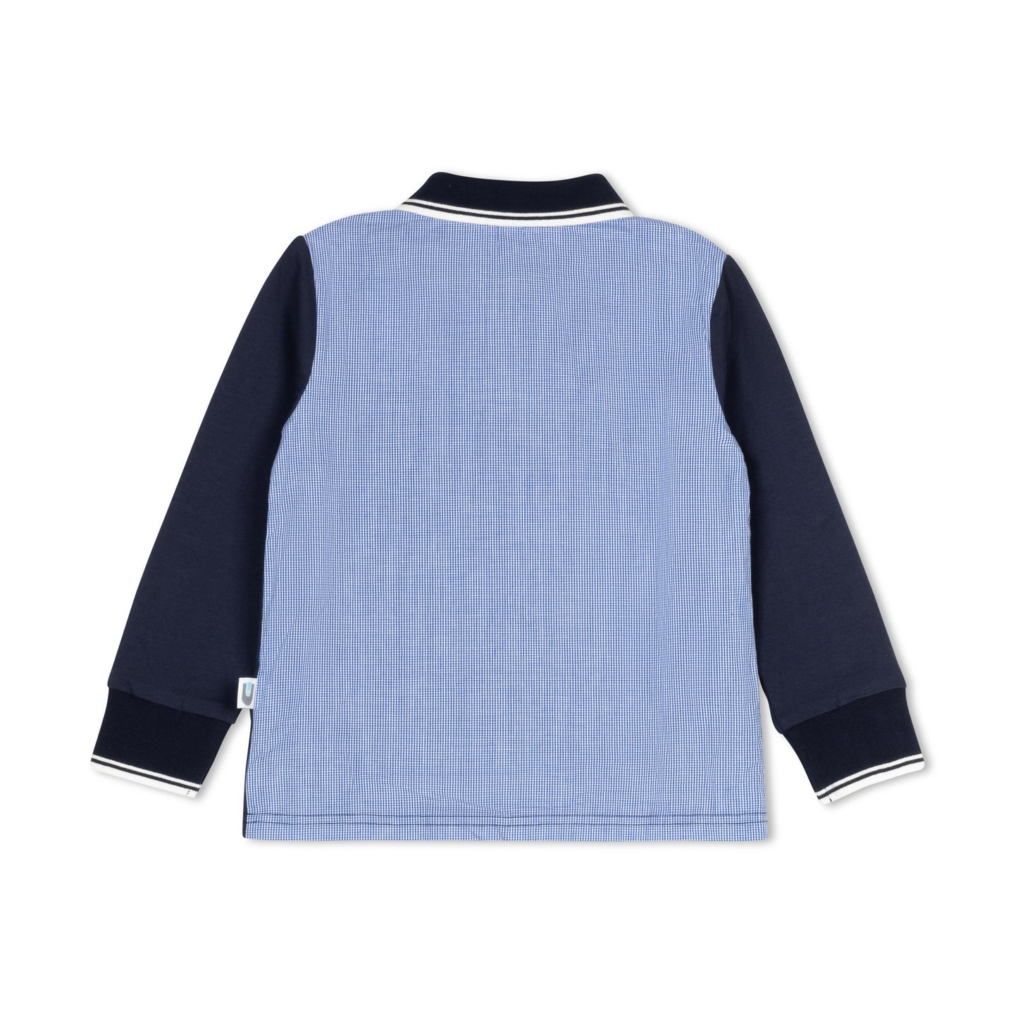 Micro Gingham Polo L/S - Navy