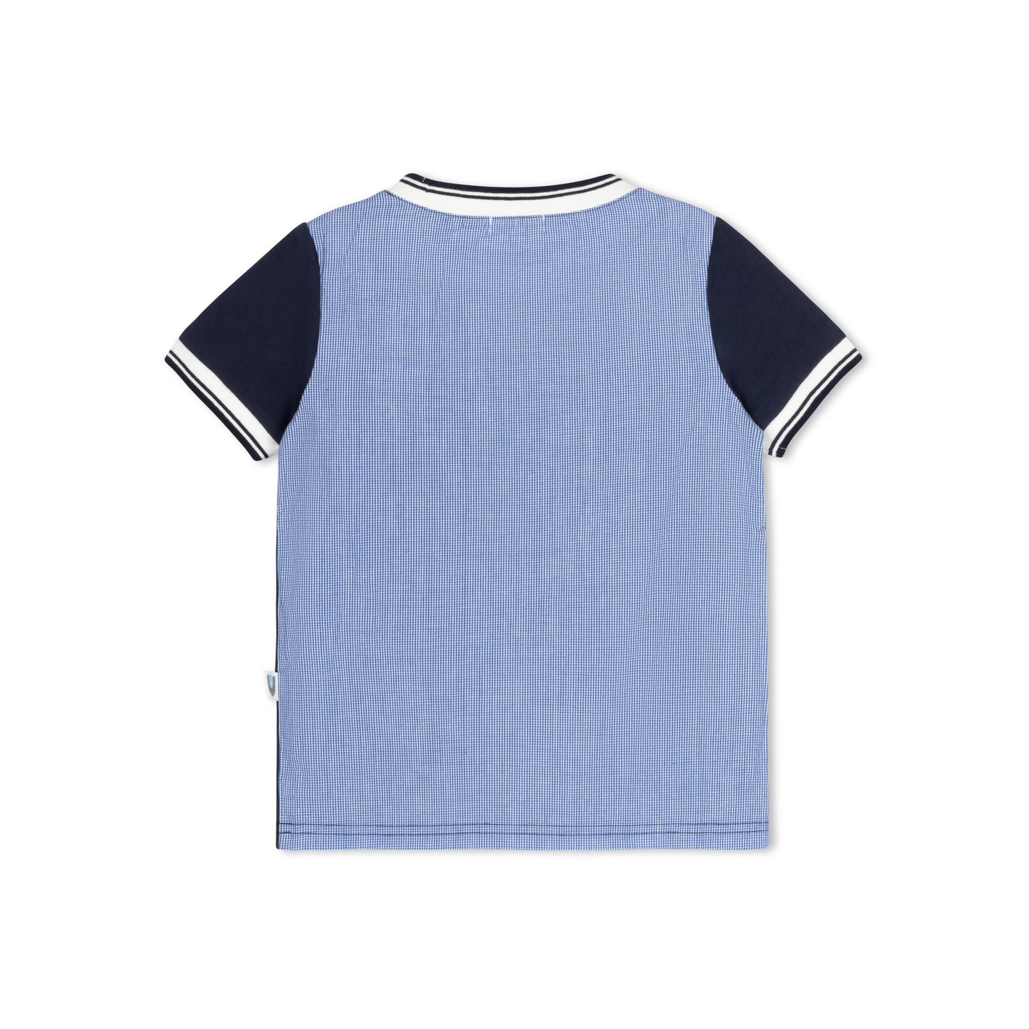 Micro Gingham Crew S/S - Navy