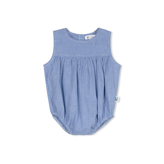Micro Gingham Romper - Navy