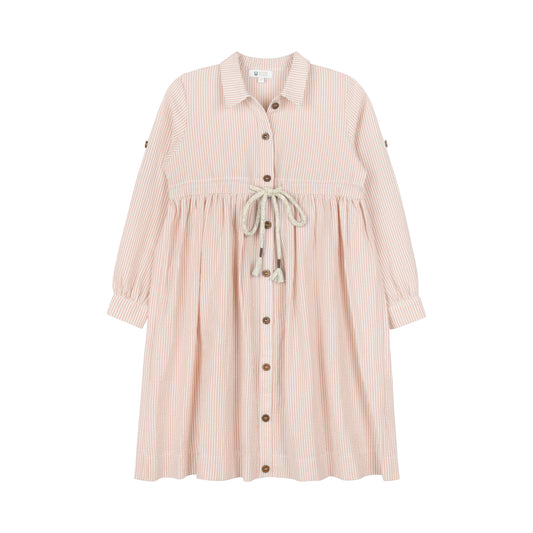 Seersucker Dress - Beige*