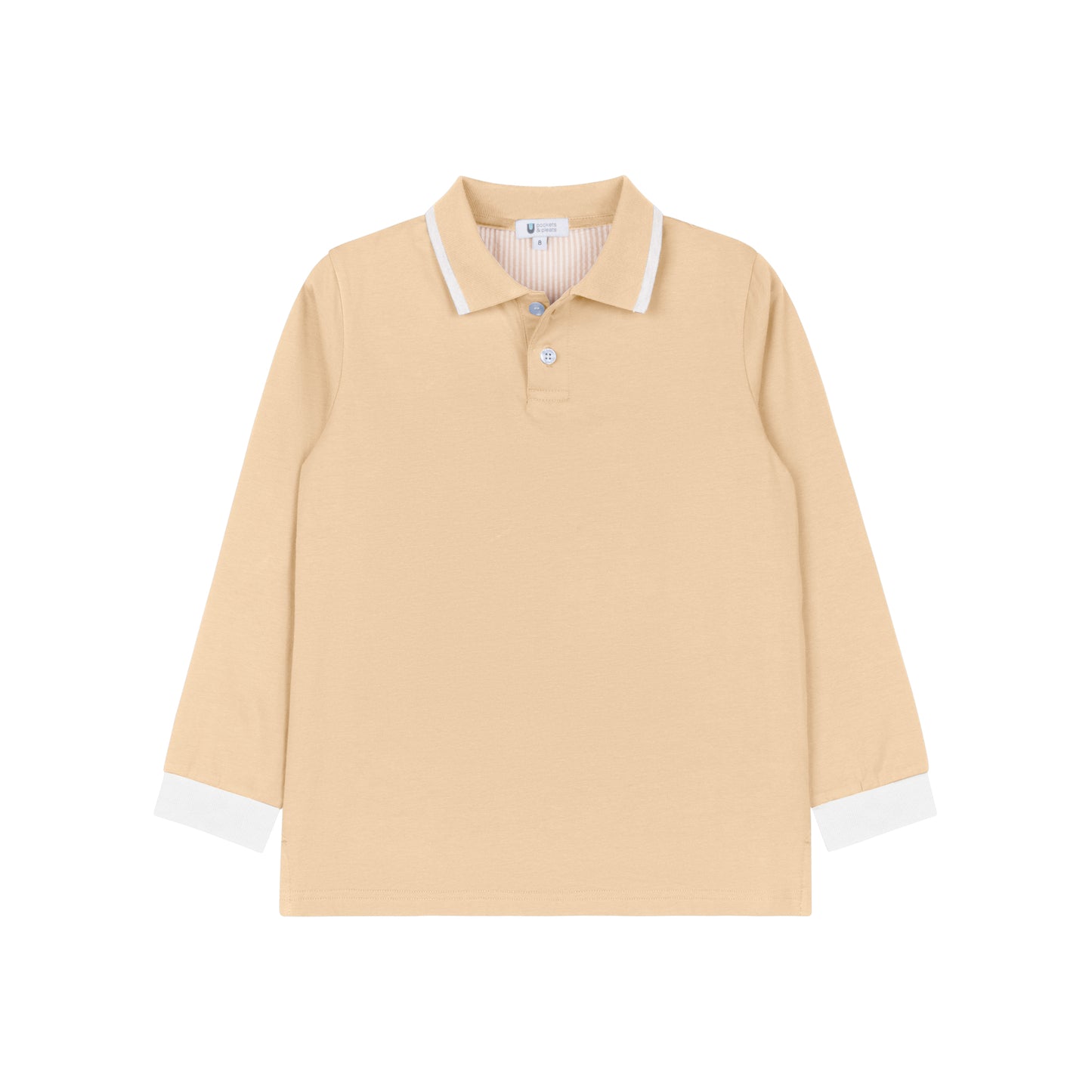 Seersucker Polo - L/S - Beige*