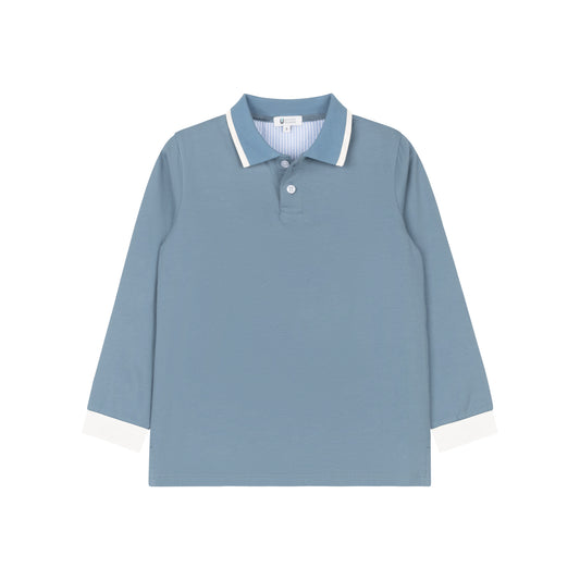 Seersucker Polo - L/S - Blue*