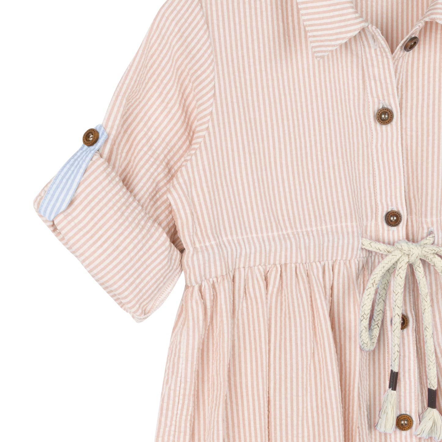 Seersucker Dress - Beige*